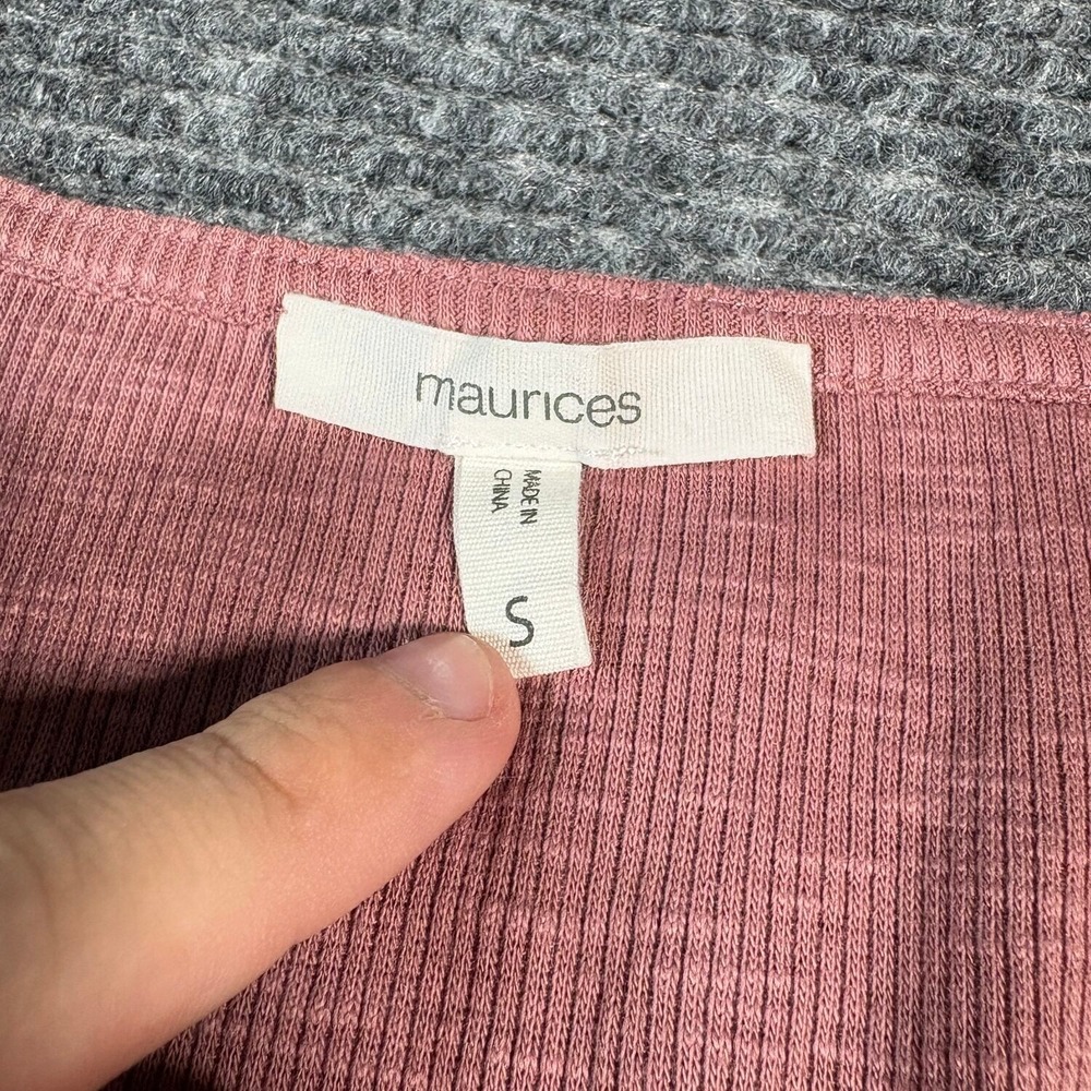 Maurices Tank Top Womens S Pink Excellent Ribbed Knit Scoop Neck Curved Hem